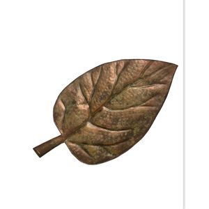 Leaf Palm shape footed metal tray